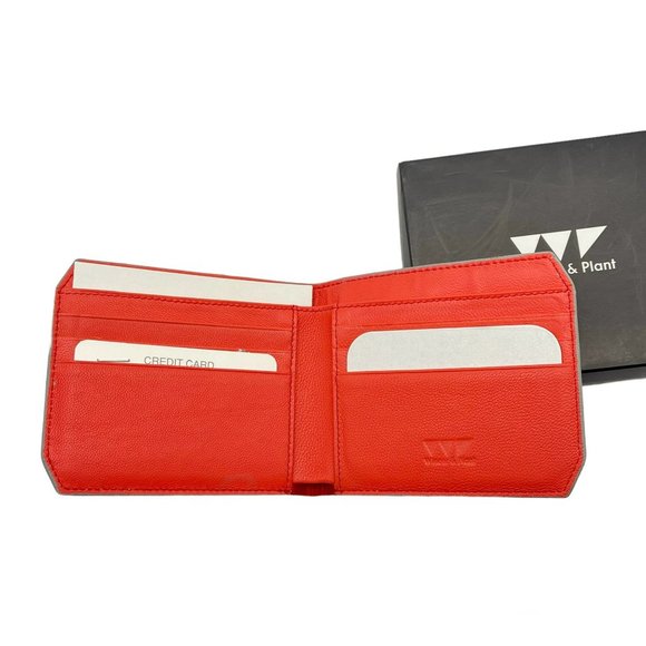 Wincer & Plant Bi-color High Quality Bifold Men's Wallet 6 CC Grey Orange - Picture 4 of 11